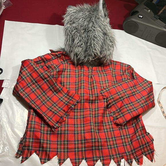 WOLF MAN MASK COSTUME boys size 8-10 plaid shirt Little red riding hood Grandma - Picture 13 of 13